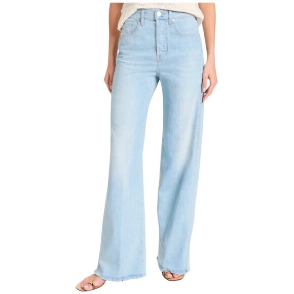 New Veronica Beard Taylor Relaxed Wide Leg High Rise Jeans 31 In Aire Wash Blue - Picture 2 of 15
